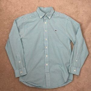 Vineyard Vines Blue Gingham Whale Shirt